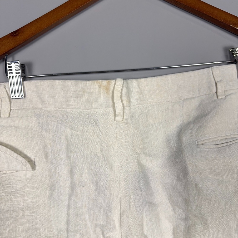 Polo Ralph Lauren Pleated Pants Trousers Mens Size 42 100% Linen White Old Money - Picture 6 of 11